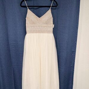 Adrianna Papell Ivory Lace Bodice Spaghetti Strap Gown